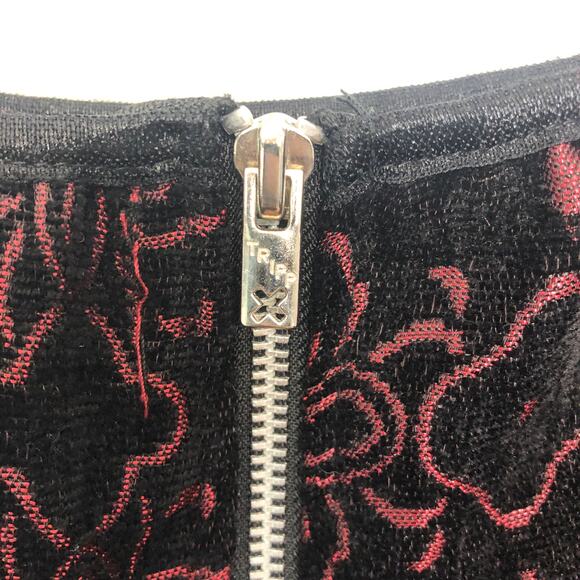TRIPP NYC Vintage Corset Woven Brocade Snowflake Floral Red Black Zip Back XXL - Picture 7 of 11